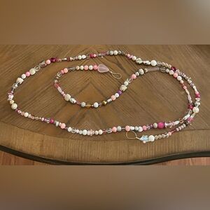 Garland, beaded- pink, gold, silver, crystal, clear.  Over 8’